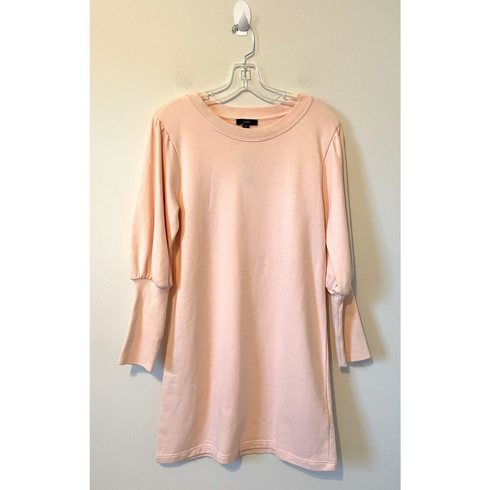 J. Crew Original Cotton Terry Puff-sleeve Sweatshirt Dress Pink Size XS NEW - Picture 2 of 8